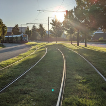 19-09-2025 : Attention, ils arrivent (le tram et le soleil) ! © Jean-Philippe HARAND (Alterre)