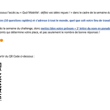 Mail d'invitation à notre Quiz'Mobilités