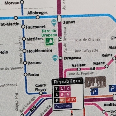 Pour aller au coeur du triangle Drapeau - République - Auditorium, on peut profiter de la densité du réseau Divia !