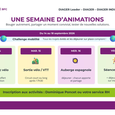 Diager Leader - Challenge de la Mobilité - Communication écran - Planning des activités de la semaine